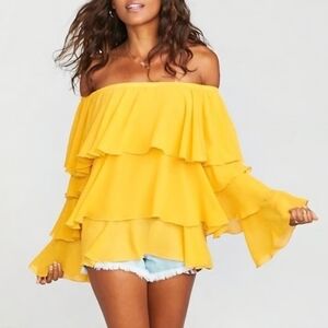 35B. Show Me Your MuMu Yellow Chi Chi Ruffle Blouse - Size XS